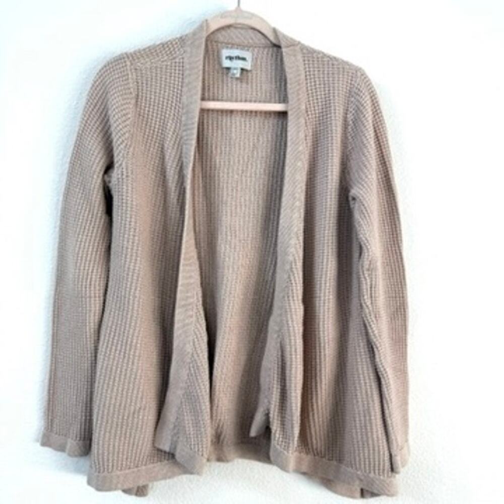 RHYTHM‎ Cotton Open Front Knit Cardigan Sweater Beige Neutral Women Size S